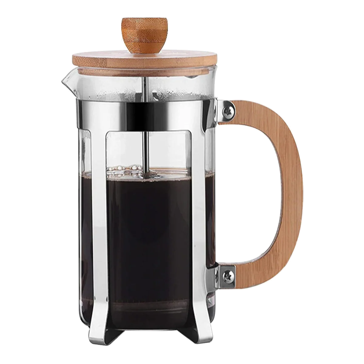 פלנג'ר 4 כוסות עם ידית ומכסה מעץ - 600ml