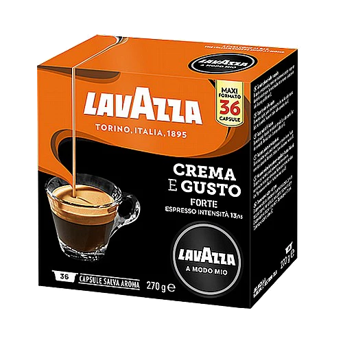 36 קפסולות CREMA E GUSTO FORTE של Lavazza Amodo-Mio מקוריות