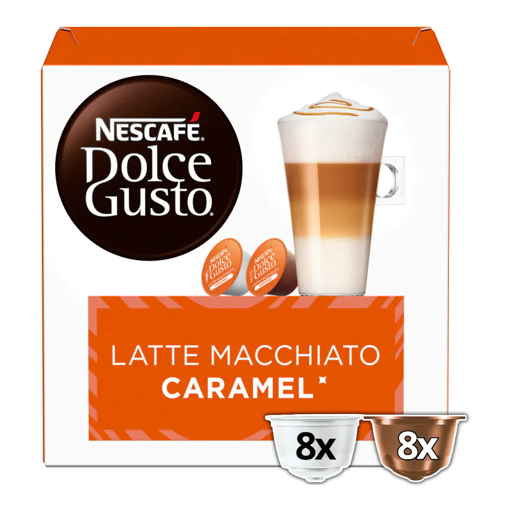 16 קפסולות לאטה מקיאטו קרמל של Nescafe דולצ'ה גוסטו